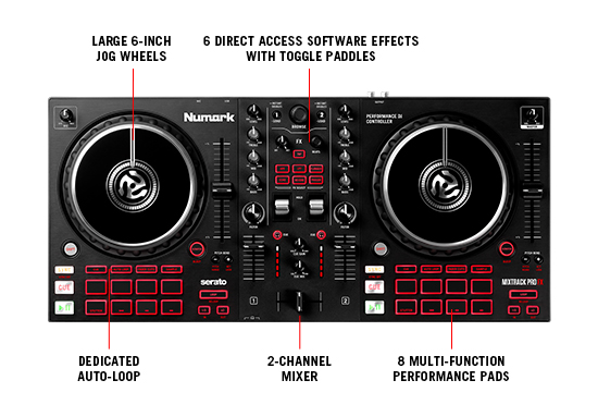 Numark MIXTRACK PRO FX DJコントローラー MixtrackProFX_web_anatomy_650p
